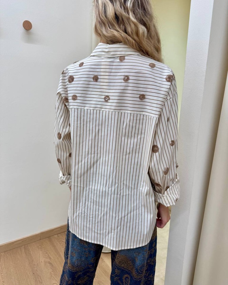 Camicia burro righe e ricami paillettes Tensione In Shop Online Camicia burro righe e ricami paillettes Tensione In