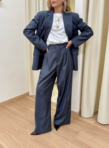 Shop Online Pantalone palazzo con pinces grigio HaveOne