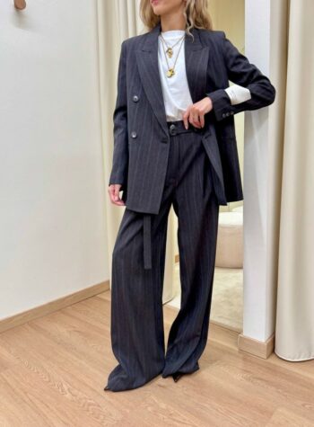 Shop Online Pantalone palazzo gessato grigio Vicolo