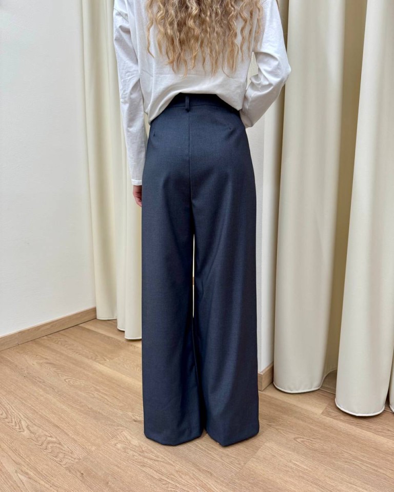 Pantalone palazzo con pinces grigio HaveOne Shop Online Pantalone palazzo con pinces grigio HaveOne