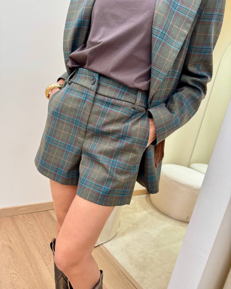Shorts check verde celeste e bordeaux Tensione In Shop Online Shorts check verde celeste e bordeaux Tensione In