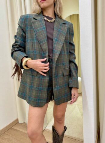 Shop Online Giacca check verde celeste e bordeaux Tensione In