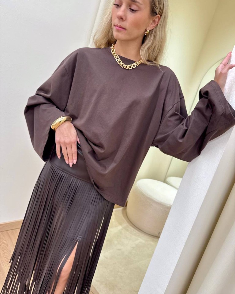 Maglia over maniche ampie moro Tensione In Shop Online Maglia over maniche ampie moro Tensione In