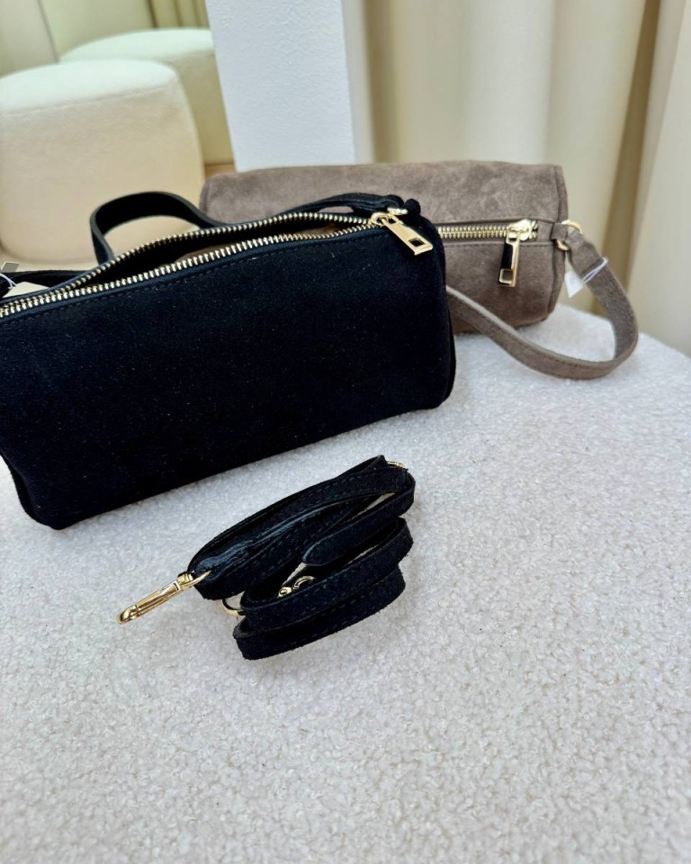 Borsa mini baguette in camoscio nera Shop Online Borsa mini baguette in camoscio nera