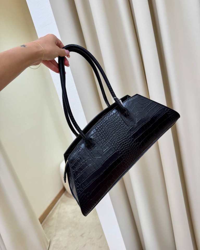 Borsa baguette nera croco Shop Online Borsa baguette nera croco