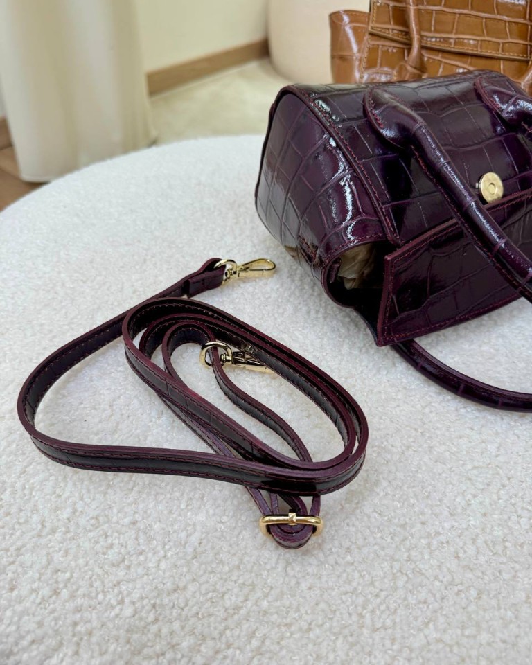 Borsa rigida mini croco prugna Shop Online Borsa rigida mini croco prugna