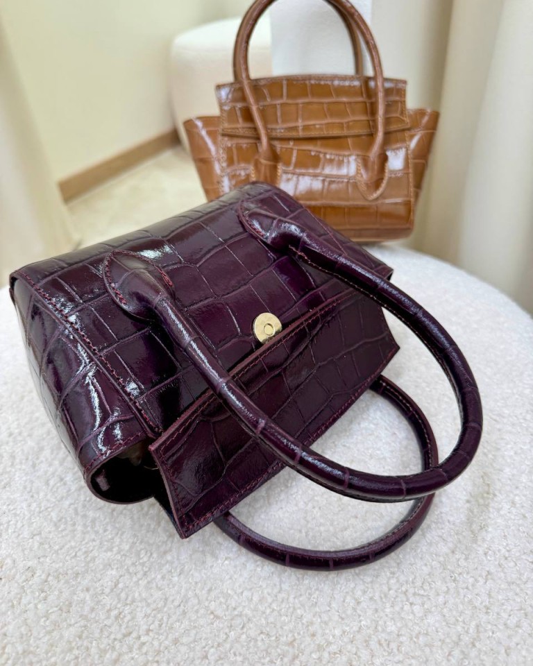 Borsa rigida mini croco prugna Shop Online Borsa rigida mini croco prugna