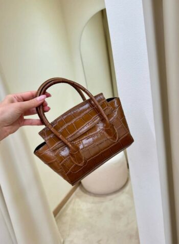 Shop Online Borsa rigida mini croco cuoio
