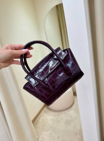 Shop Online Borsa rigida mini croco prugna