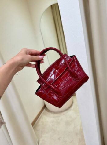 Shop Online Borsa rigida mini croco bordeaux
