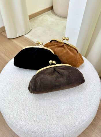 Shop Online Borsa clutch in camoscio moro