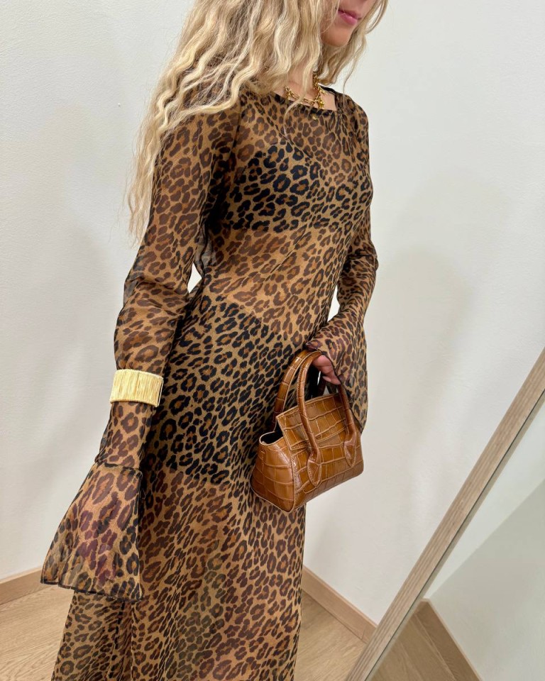 Vestito lungo semitrasparente leopardato moro Tensione In Shop Online Vestito lungo semitrasparente leopardato moro Tensione In