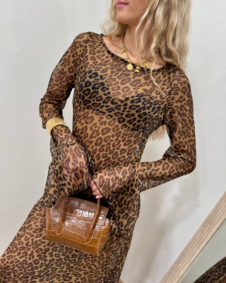 Vestito lungo semitrasparente leopardato moro Tensione In Shop Online Vestito lungo semitrasparente leopardato moro Tensione In