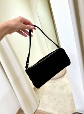Shop Online Borsa mini baguette in camoscio nera