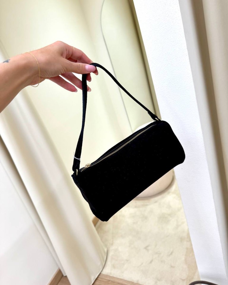Borsa mini baguette in camoscio nera Shop Online Borsa mini baguette in camoscio nera