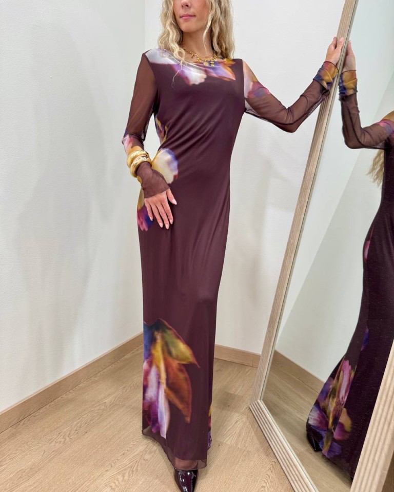 Vestito lungo moro maxi fiori multicolor Tensione In Shop Online Vestito lungo moro maxi fiori multicolor Tensione In