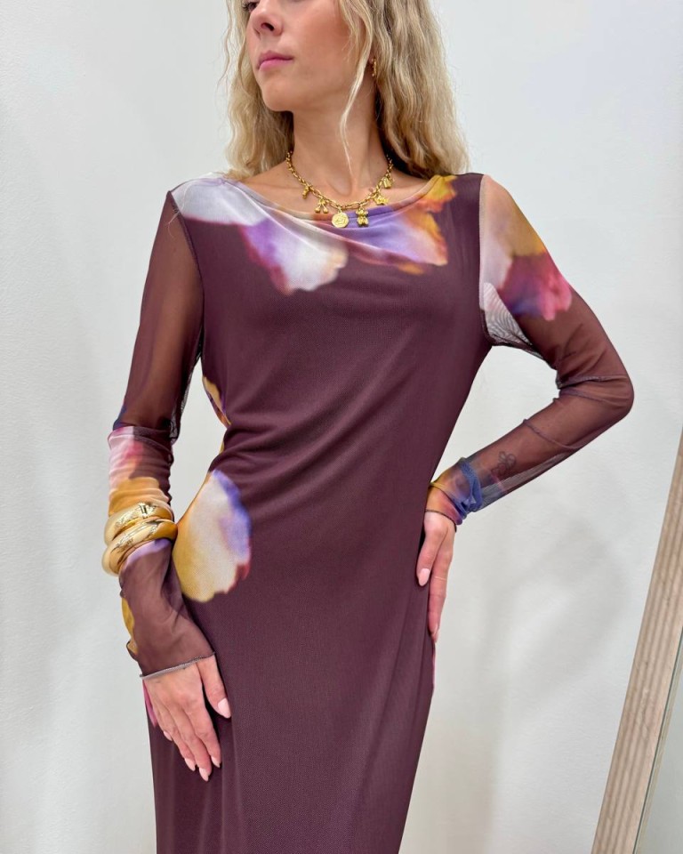 Vestito lungo moro maxi fiori multicolor Tensione In Shop Online Vestito lungo moro maxi fiori multicolor Tensione In