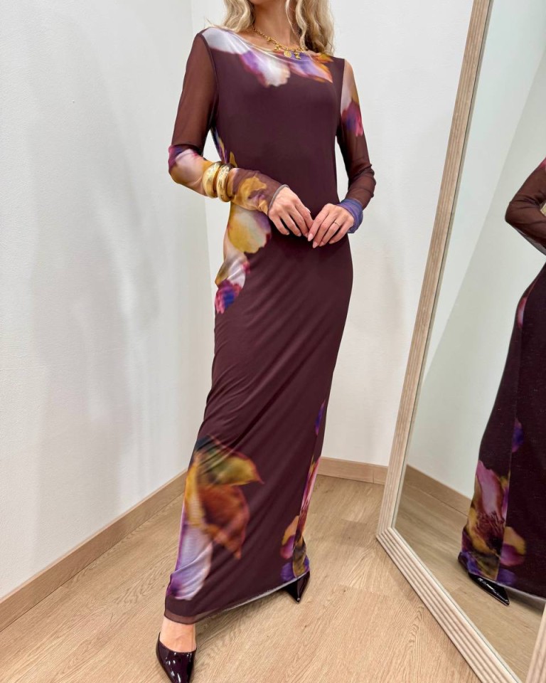 Vestito lungo moro maxi fiori multicolor Tensione In Shop Online Vestito lungo moro maxi fiori multicolor Tensione In