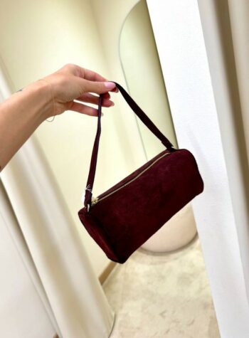 Shop Online Borsa mini baguette in camoscio prugna