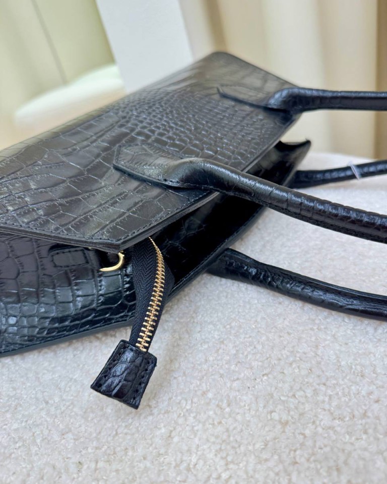 Borsa baguette nera croco Shop Online Borsa baguette nera croco