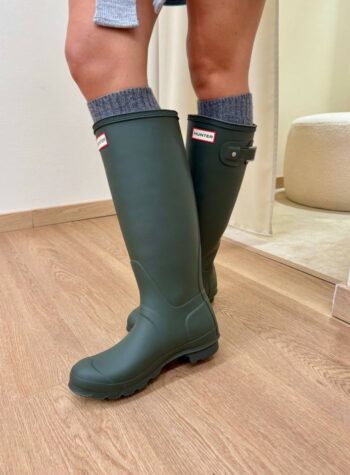 Shop Online Stivale alto in gomma dark olive HUNTER