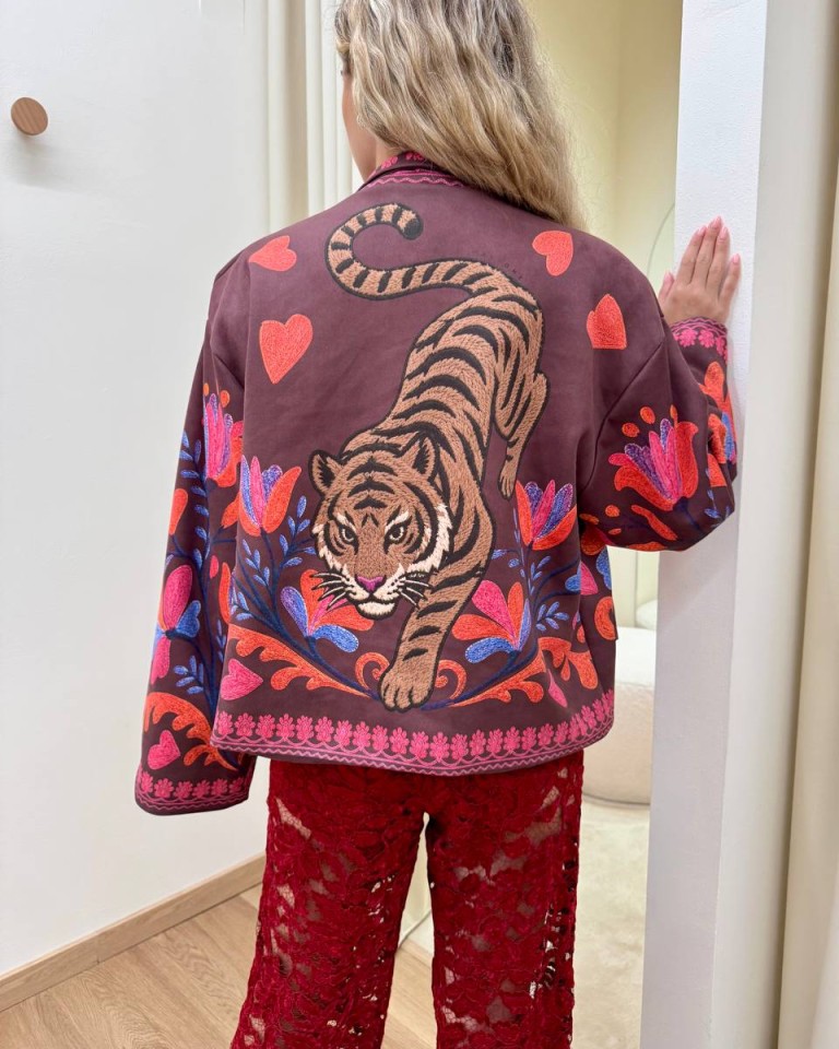 Bomber Nomad tigre effetto ricamo prugna HaveOne Shop Online Bomber Nomad tigre effetto ricamo prugna HaveOne