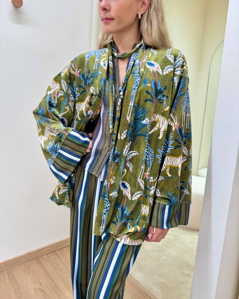 Kimono ciniglia Nomad jungle verde HaveOne Shop Online Kimono ciniglia Nomad jungle verde HaveOne