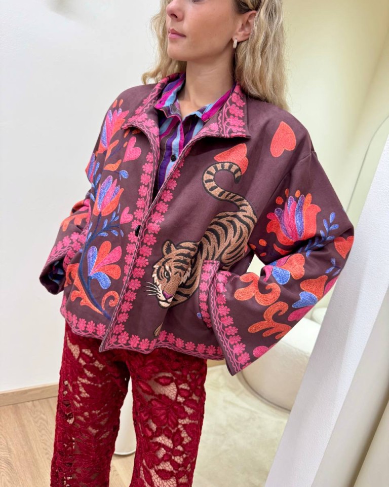 Bomber Nomad tigre effetto ricamo prugna HaveOne Shop Online Bomber Nomad tigre effetto ricamo prugna HaveOne