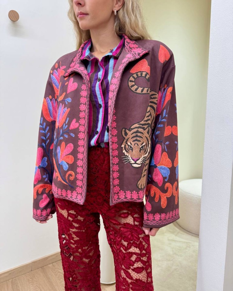 Bomber Nomad tigre effetto ricamo prugna HaveOne Shop Online Bomber Nomad tigre effetto ricamo prugna HaveOne