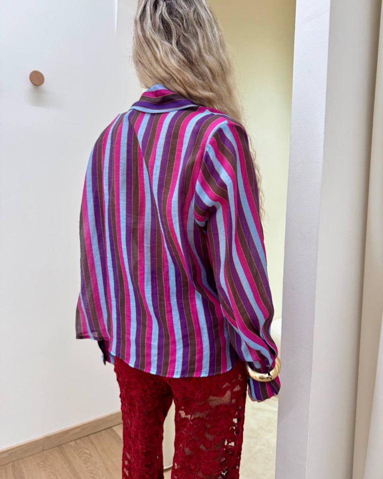 Camicia Nomad righe viola fucsia e celeste HaveOne Shop Online Camicia Nomad righe viola fucsia e celeste HaveOne