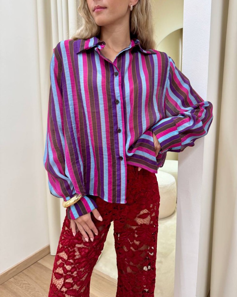 Camicia Nomad righe viola fucsia e celeste HaveOne Shop Online Camicia Nomad righe viola fucsia e celeste HaveOne