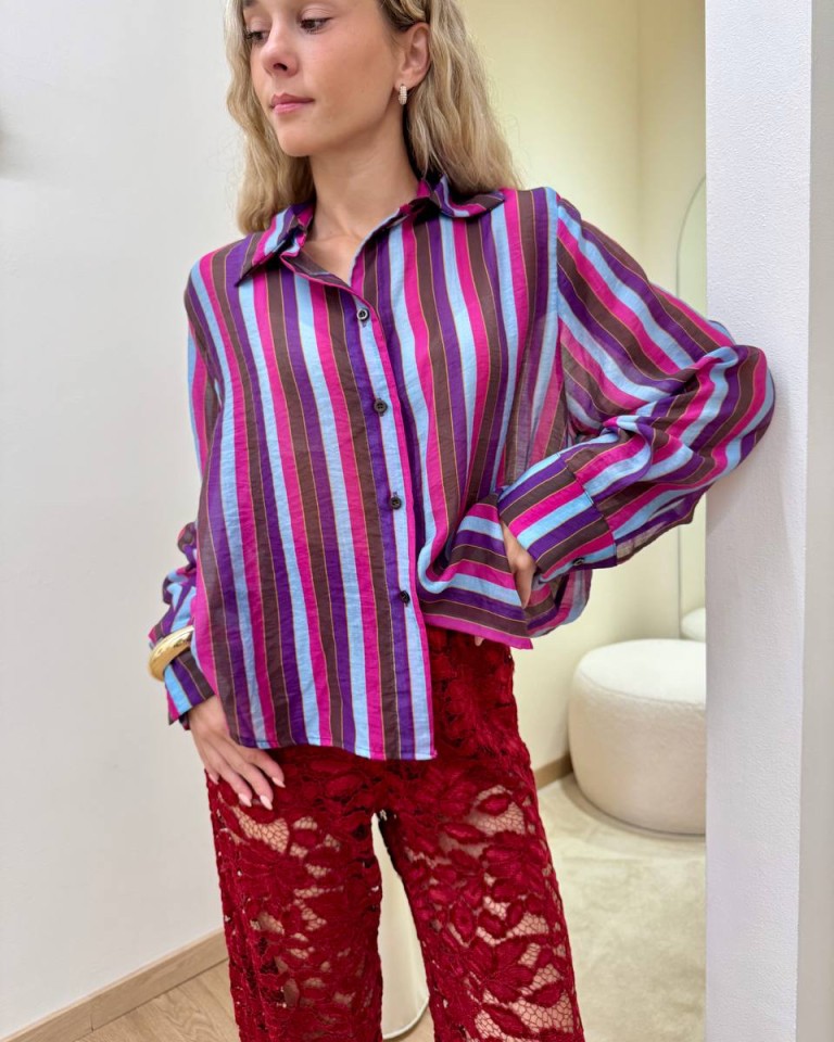 Camicia Nomad righe viola fucsia e celeste HaveOne Shop Online Camicia Nomad righe viola fucsia e celeste HaveOne