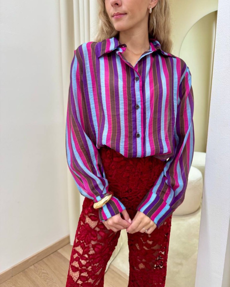 Camicia Nomad righe viola fucsia e celeste HaveOne Shop Online Camicia Nomad righe viola fucsia e celeste HaveOne