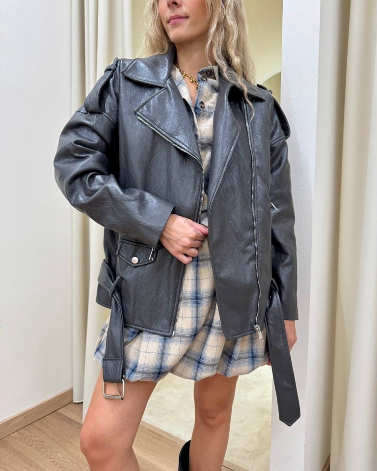 Chiodo in ecopelle piombo HaveOne Shop Online Chiodo in ecopelle piombo HaveOne
