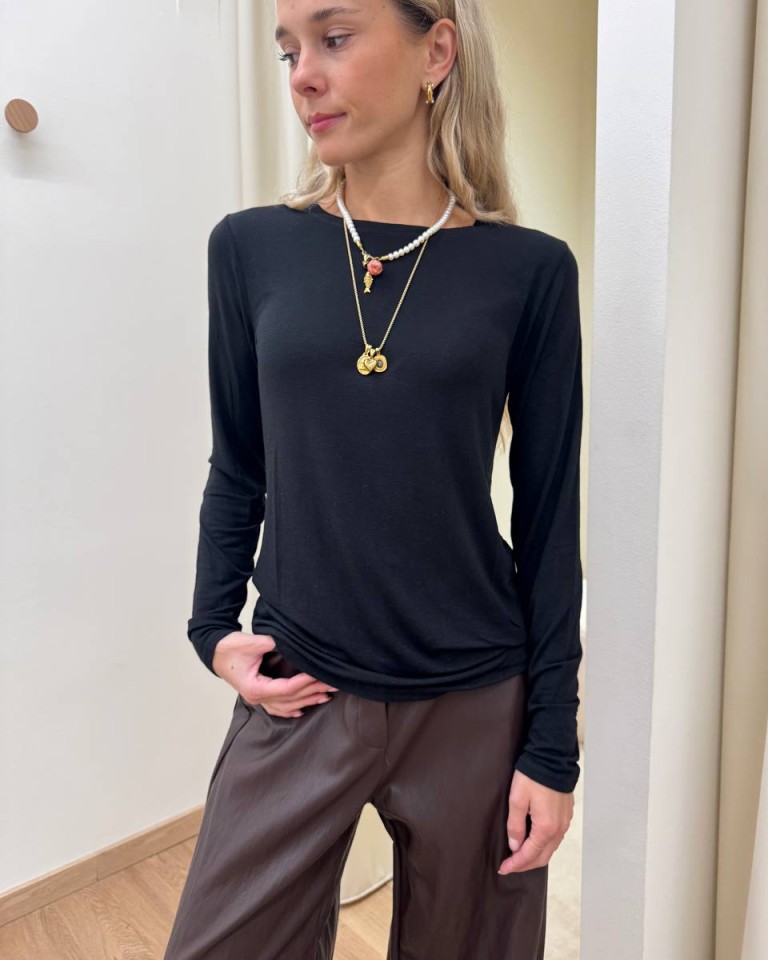 Maglia misto cashmere nera HaveOne Shop Online Maglia misto cashmere nera HaveOne