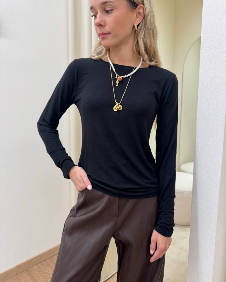Maglia misto cashmere nera HaveOne Shop Online Maglia misto cashmere nera HaveOne