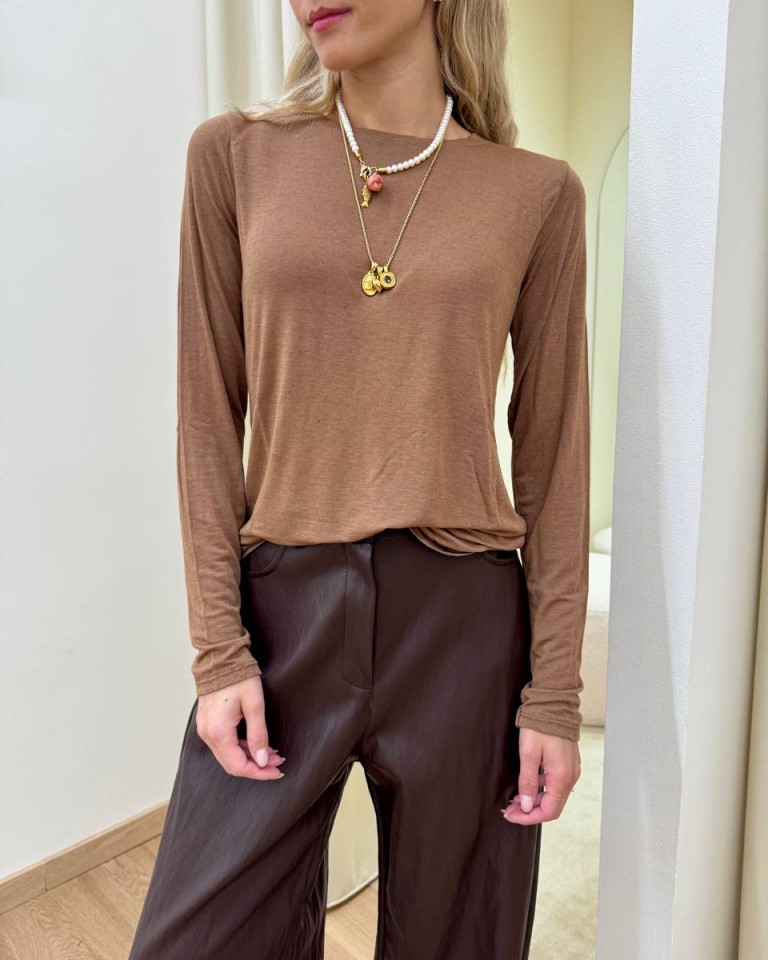 Maglia misto cashmere tabacco HaveOne Shop Online Maglia misto cashmere tabacco HaveOne