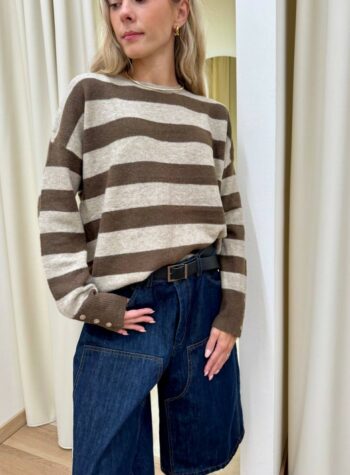 Shop Online Maglione a righe moro e beige Susy Mix