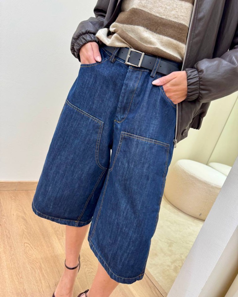 Bermuda denim con cintura blu scuro Susy Mix Shop Online Bermuda denim con cintura blu scuro Susy Mix