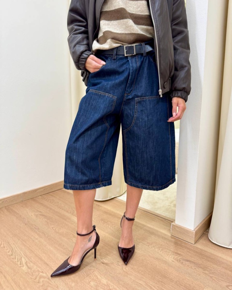 Bermuda denim con cintura blu scuro Susy Mix Shop Online Bermuda denim con cintura blu scuro Susy Mix