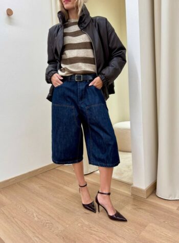 Shop Online Bermuda denim con cintura blu scuro Susy Mix