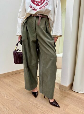 Shop Online Pantalone cargo balloon con cintura verde militare Vicolo