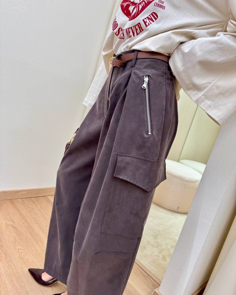 Pantalone cargo balloon con cintura moro Vicolo Shop Online Pantalone cargo balloon con cintura moro Vicolo