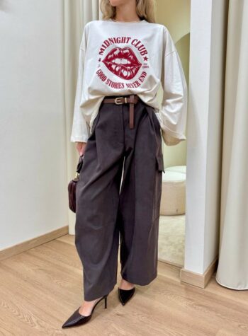 Shop Online Pantalone cargo balloon con cintura moro Vicolo