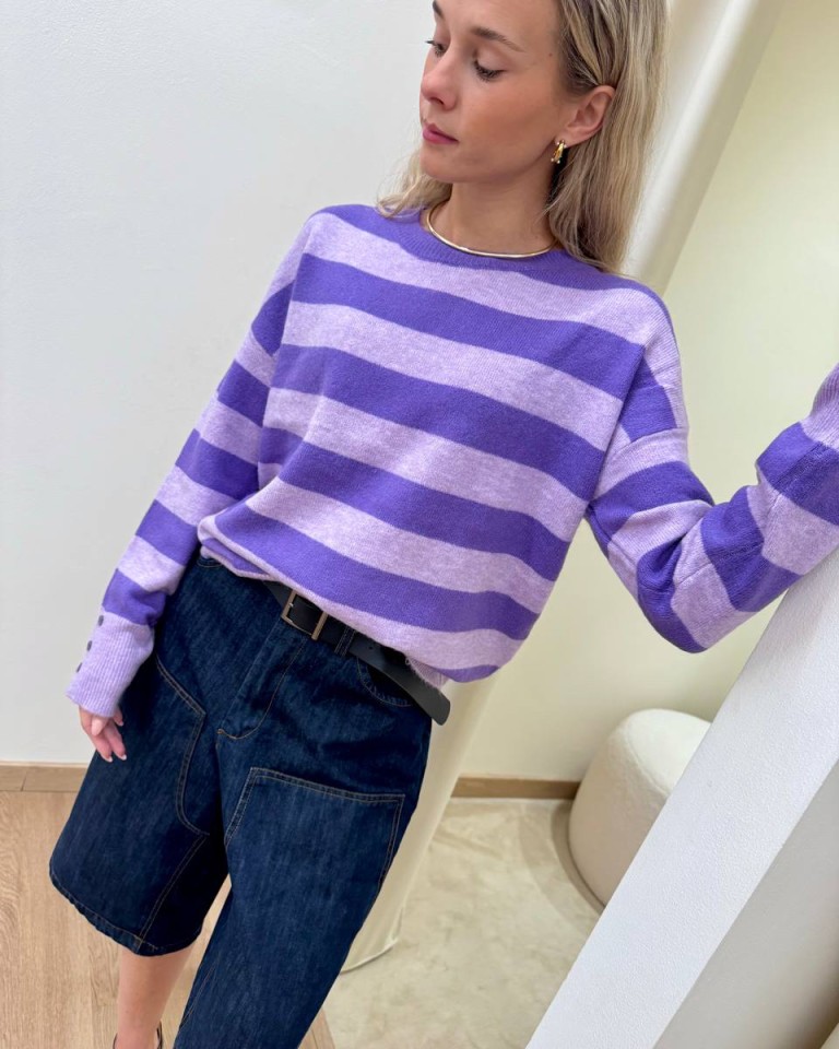 Maglione a righe viola e lilla Susy Mix Shop Online Maglione a righe viola e lilla Susy Mix