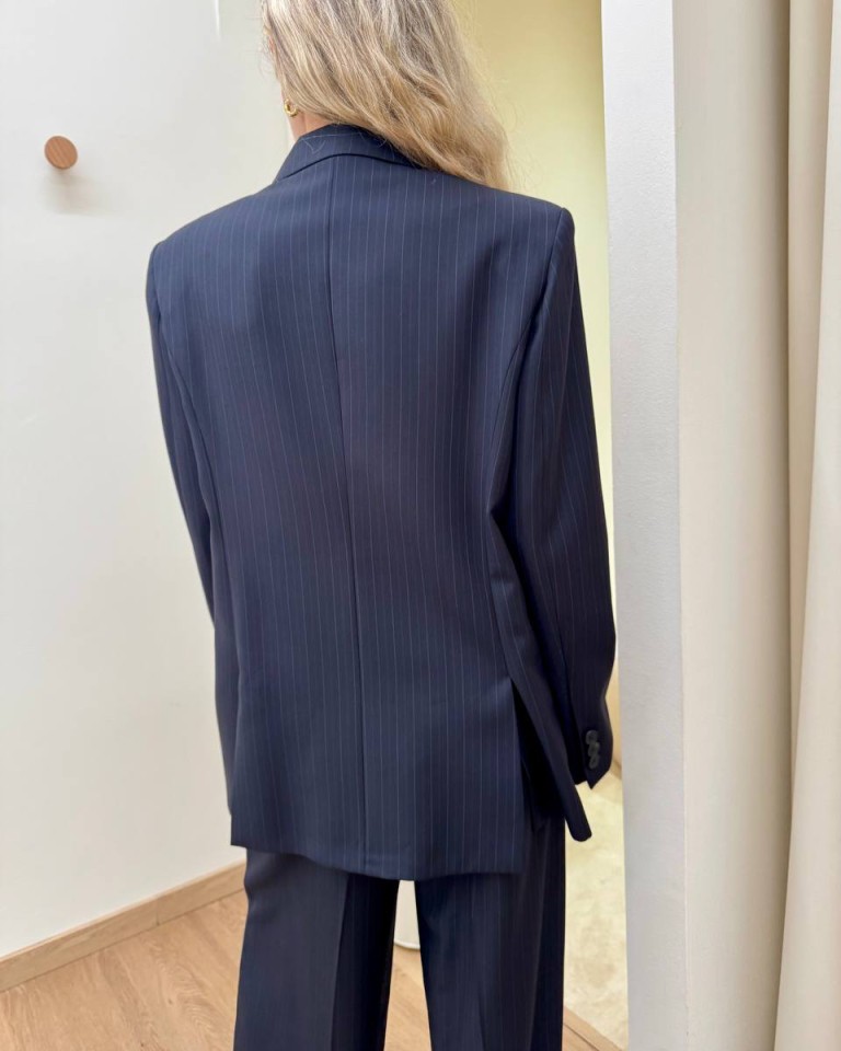 Giacca doppiopetto patch manica gessata blu Vicolo Shop Online Giacca doppiopetto patch manica gessata blu Vicolo