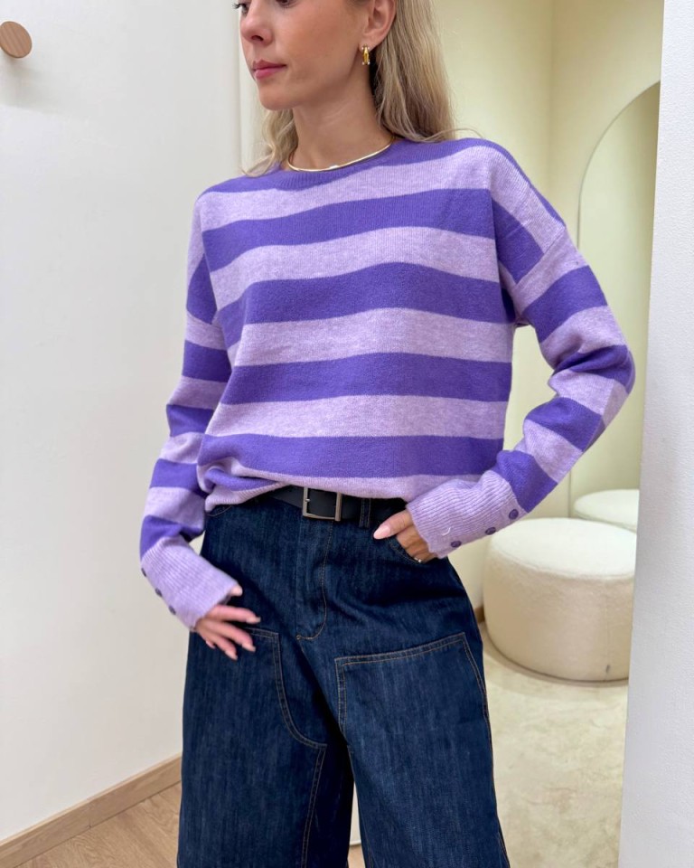 Maglione a righe viola e lilla Susy Mix Shop Online Maglione a righe viola e lilla Susy Mix