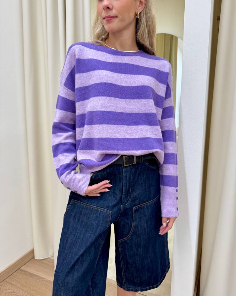 Maglione a righe viola e lilla Susy Mix Shop Online Maglione a righe viola e lilla Susy Mix
