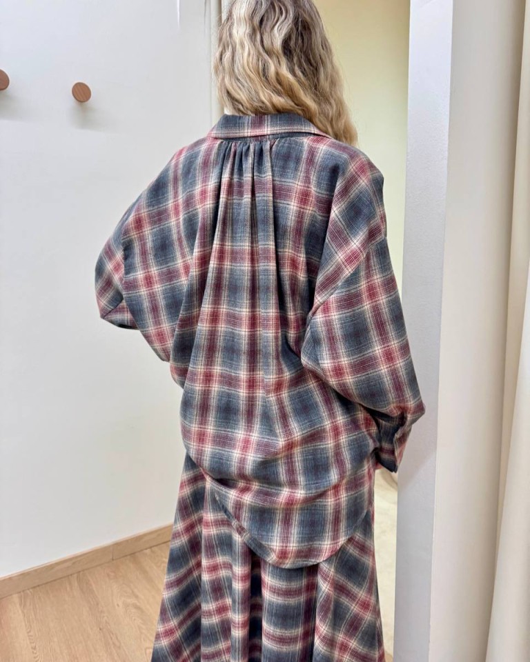 Twin set camicia e top check bordeaux e grigio Vicolo Shop Online Twin set camicia e top check bordeaux e grigio Vicolo