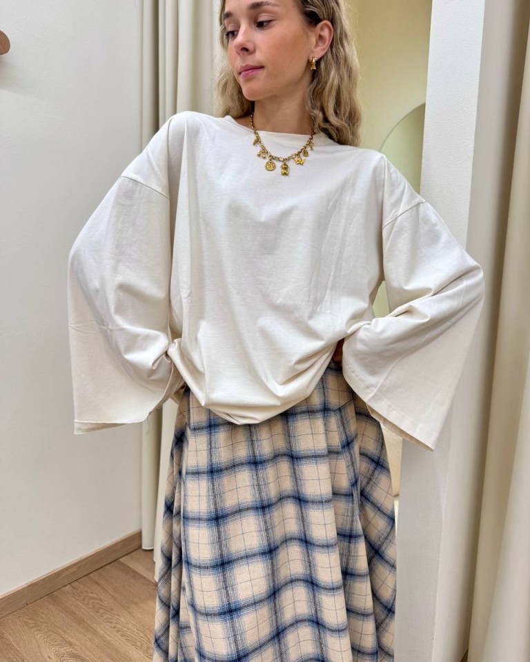 Maglia maxi maniche svasate burro Vicolo Shop Online Maglia maxi maniche svasate burro Vicolo